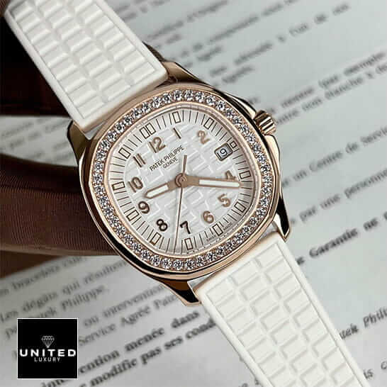 Patek Philippe Aquanaut Luce Diamond Bezel  white rubber bracelet