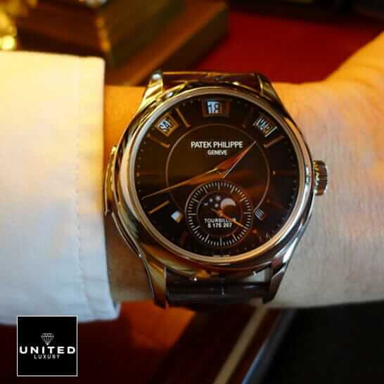 Patek Philippe Black Background  on the man wrist