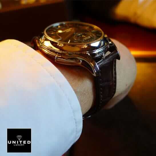 Patek Philippe Geneve Repeater Brown Leather Bracelet  on the man wrist