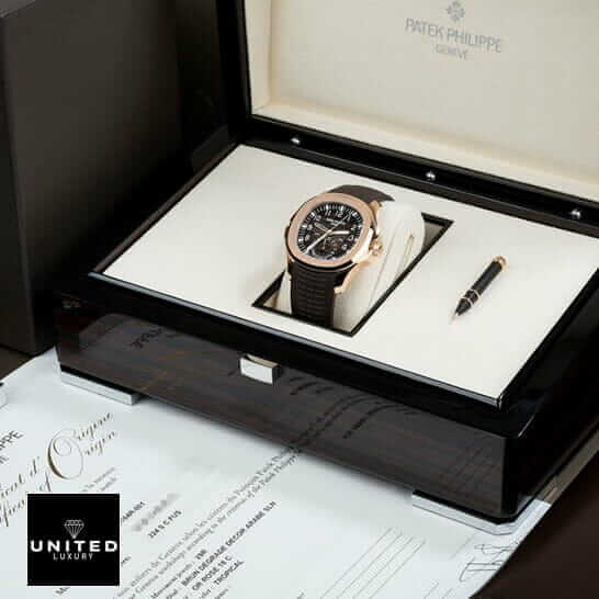 Patek Philippe Travel Time Black Dial Gold Bezel  in the box