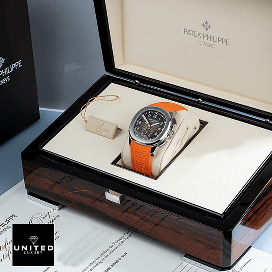 Patek Philippe Aquanaut Orange Black Dial 5968A-001 in the box