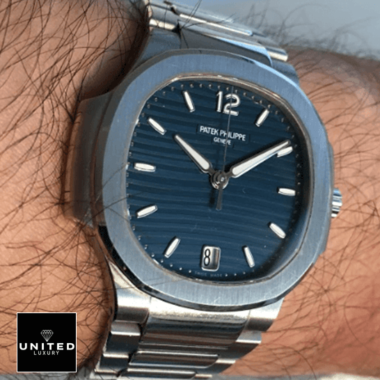 Patek Philippe Nautilus 71181A-001 Blue Dial Geneve  on the man wrist