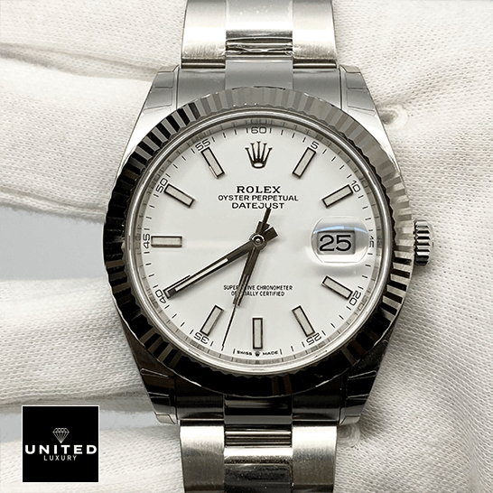 Rolex Perpetual Datejust White Dial  white background