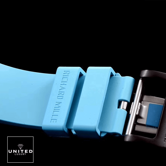 Richard Mille RM055 Blue Rubber Bracelet  black background