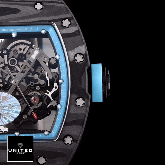 Richard Mille RM055 KVV2 Carbon Case Blue Skeleton Dial  black bakground
