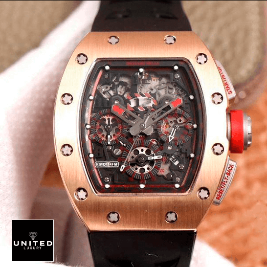 Richard Mille Red 4 Richard Mille RM011 Automatic Black Dial on the hand