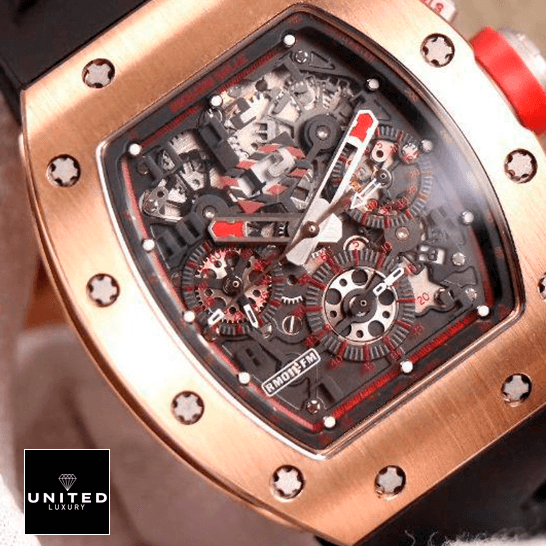 Richard Mille Red 6 Richard Mille RM011 Black Dial Rose Gold Bezel
