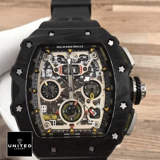 Richard Mille RM11-03 White Dial Black Bezel Bracelet  on the hand