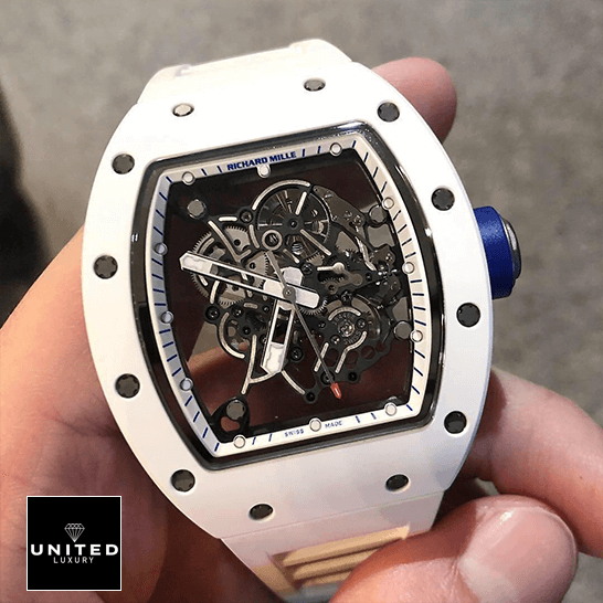 Bubba Watson Watch 2 Richard Mille RM55 White Ceramic White Dial Replia on the hand