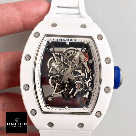 Bubba Watson Watch 1 Richard Mille RM55 White Ceramic Black Dial blue crown / push button