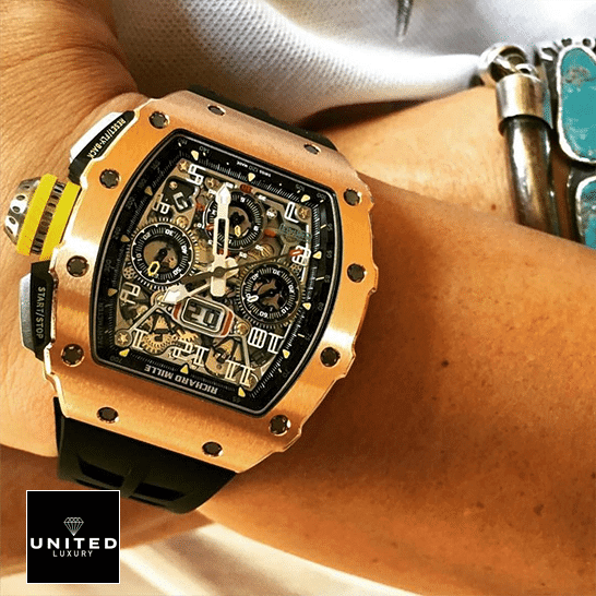 Richard Mille RM01103 Rose Gold Flybac  on the wrist