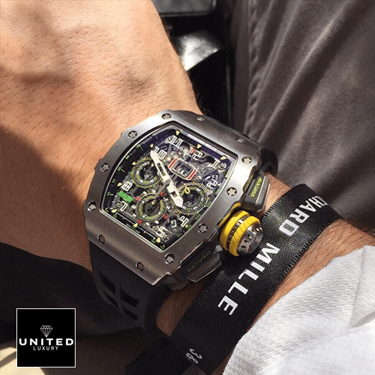Richard Mille RM Black Rubber Bracelet  on the wrist