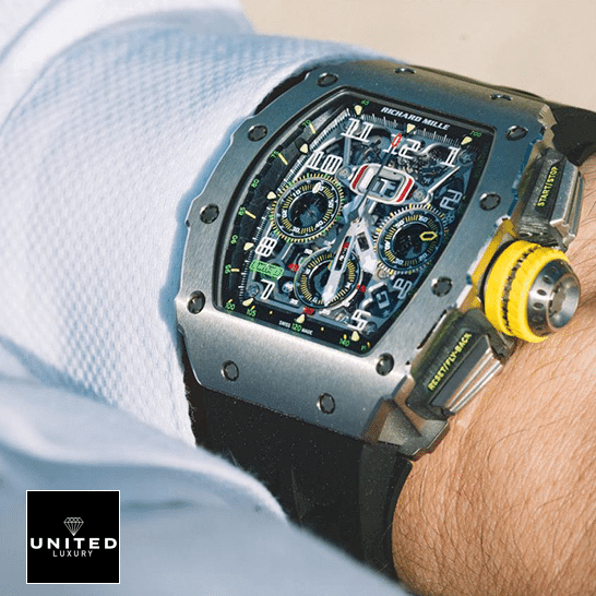 Richard Mille RM01103 Titane Flyback Hand  on the man wrist