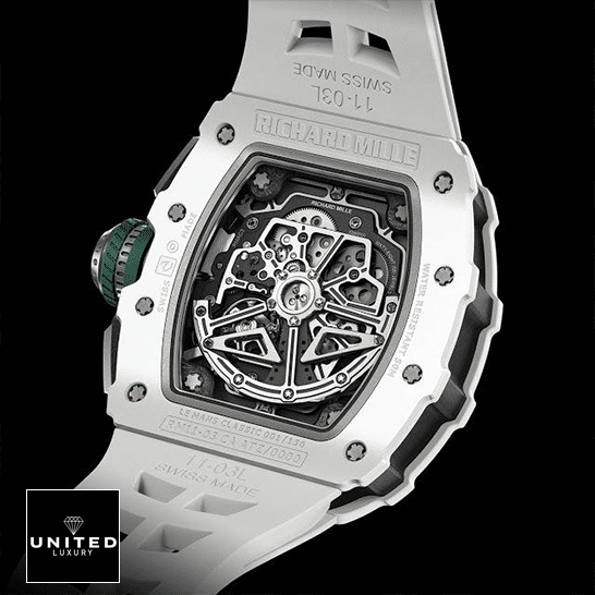 Richard Mille RM1103 White Dial  upside view black background