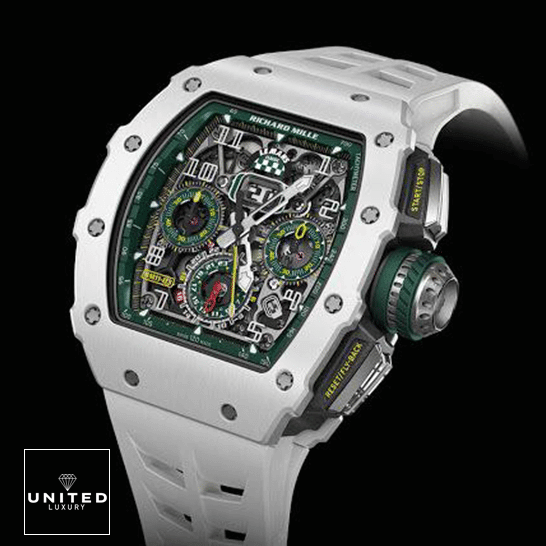 Richard Mille RM1103 White Rubber Bracelet  black background