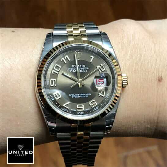 Rolex Datejust 116233 Grey Dial  on the wrist