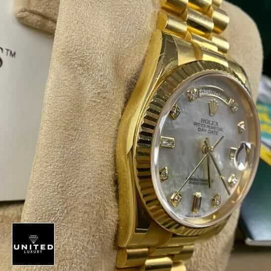 Rolex Day Date 128238  Yellow Gold Case Leftside