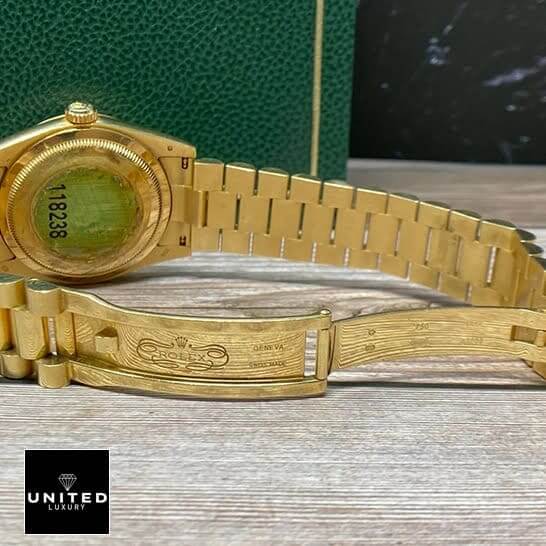 Rolex Day Date Mop 128238  Yellow Gold Oyster Bracelet open Fold Clasp