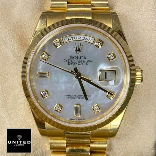 Rolex Day Date 128238  Champagne dial with diamonds