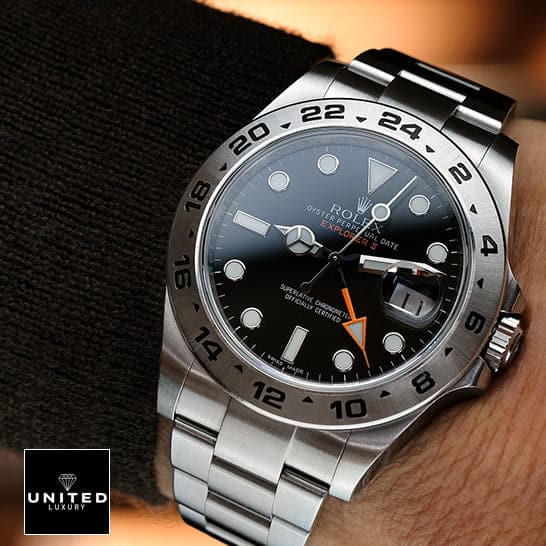 Rolex Explorer II 216570-0001 Stainless Steel Bezel  on his arm