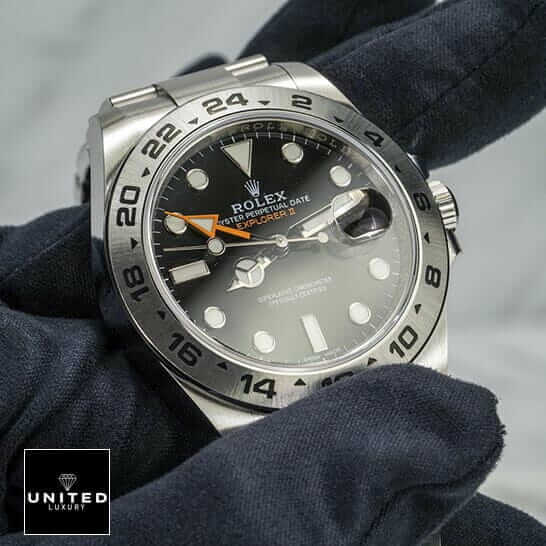 Rolex Explorer II 216570-0001 Stainless Steel Bezel  on the hand