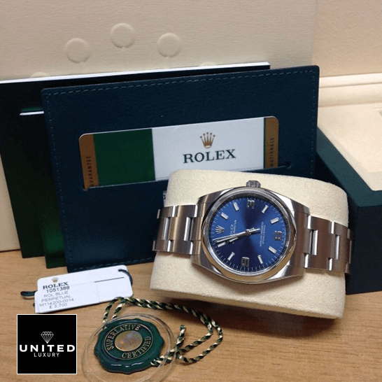 Rolex Air King 114200 Blue Dial  with rolex box and warranty card