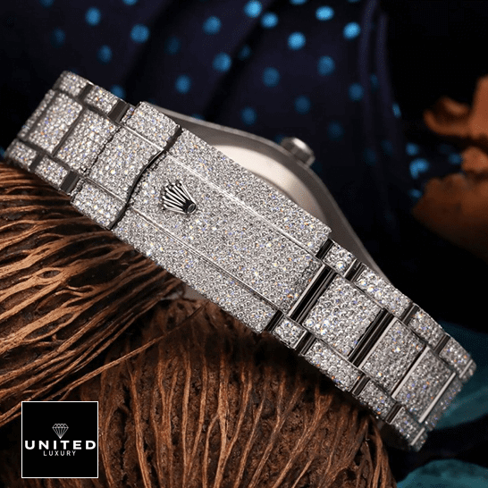 Rolex Datejust 116300 Iced Out Bracelet Fold Clasp Rolex Logo 