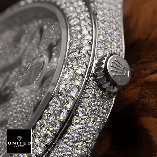 Rolex Datejust 116300 Iced Out Crown Pusher 