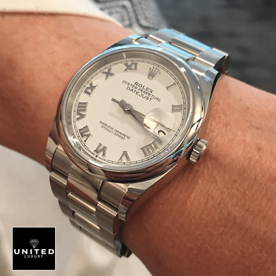 The Rolex Datejust 126200-0008 on his arm