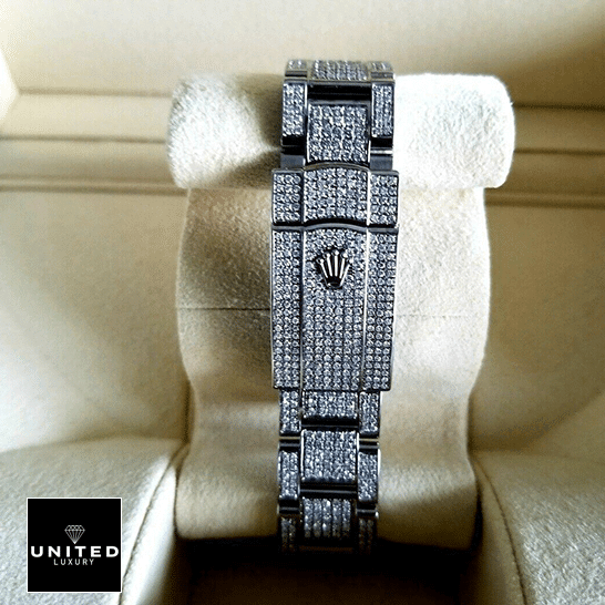 Rolex Datejust 126300 Diamond Custom Bracelet on the Rolex logo  in the box