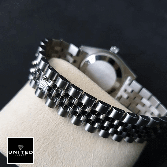 Rolex Datejust 178240 Stainless Steel Jubilee Bracelet on the Rolex logo 