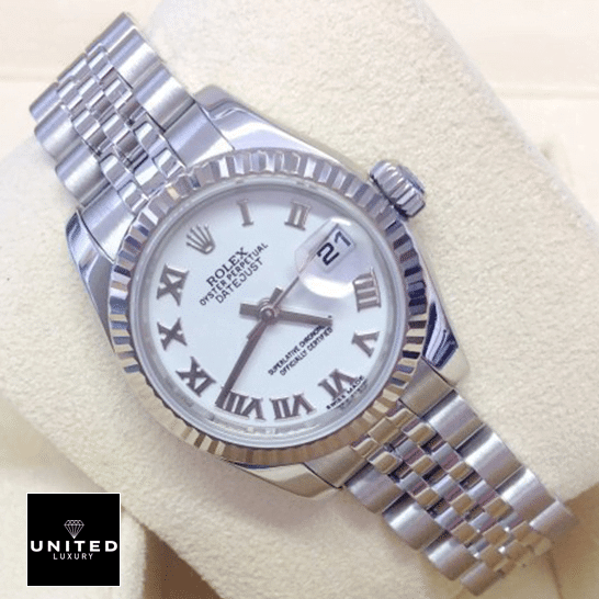 Rolex Datejust 179174 White Dial  and clock cushion