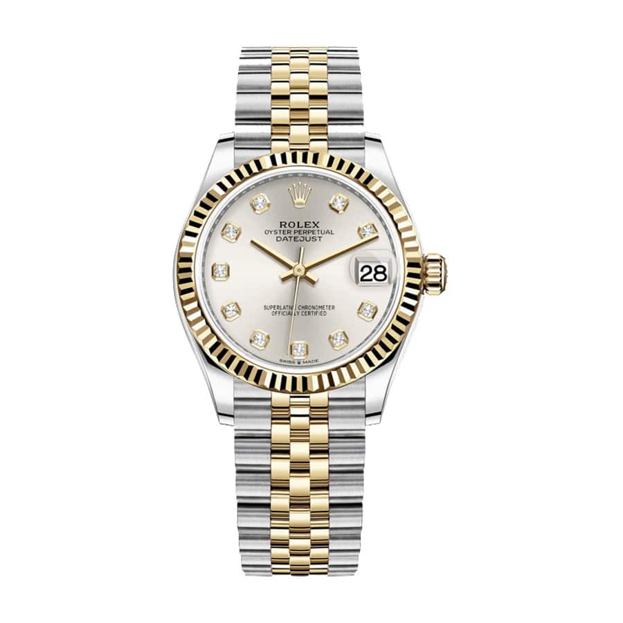 rolex-datejust-28mm-279173-steel-yellow-gold-automatic-silver-with-diamond-dial