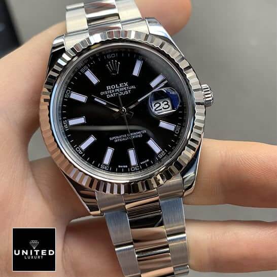 Rolex Datejust II Automatic Black Dial 116334BKSO  on his hands