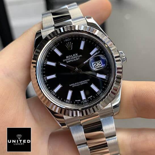 Rolex Datejust II Automatic Black Dial 116334BKSO Oyster  on his hands