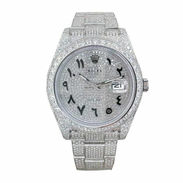 Rolex Datejust 116300 White Gold Diamond Arabic Dial Iced Out 