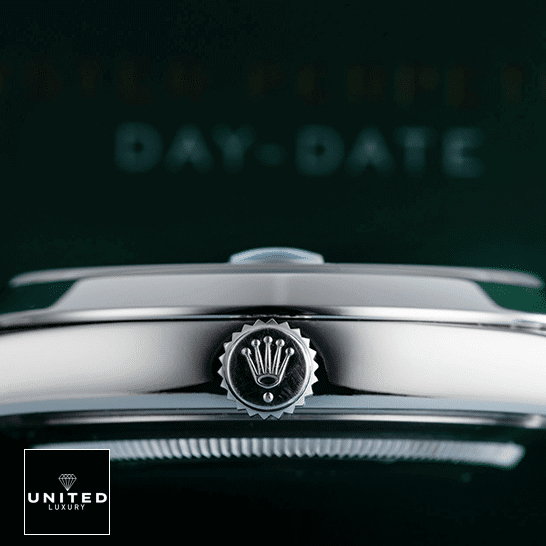 Rolex Day-date 228206 stainless steel  rolex logo on push button