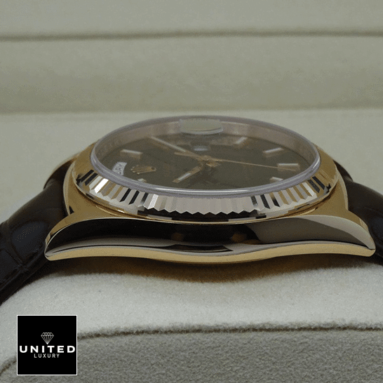 Rolex Day-Date 118135 V5 Brown Dial 11 Rolex Day-Date 118139 V5 Stainless Steel Case Left Side