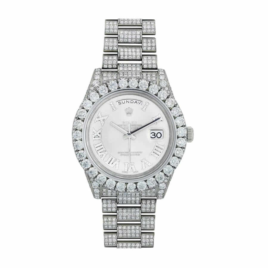 rolex-day-date-2-ii-president-white-gold-diamond-218239-white-dial
