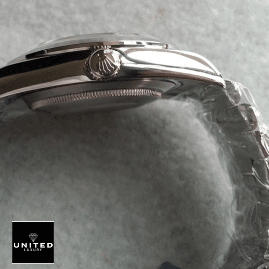 Rolex Day-Date II 218206-0009 Stainless Steel  Rightside Crown Pusher