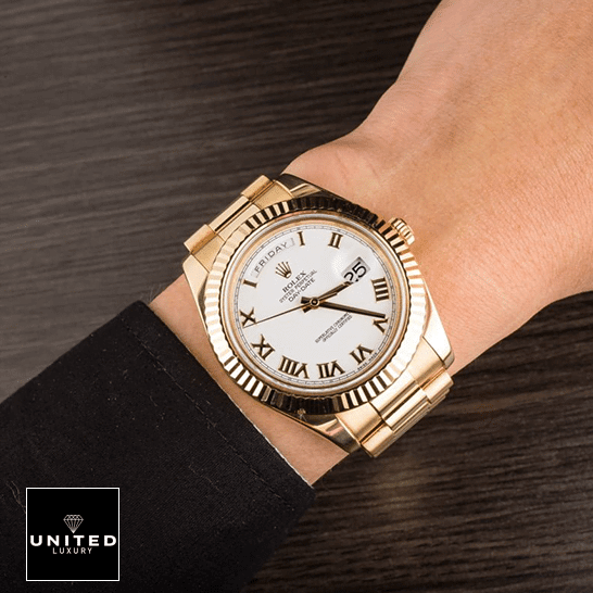 Rolex Day-Date II 218238-0037  on his arm