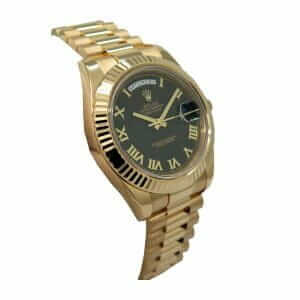 rolex-day-date-ii-collection-gold-silver-black-dial-218238-left