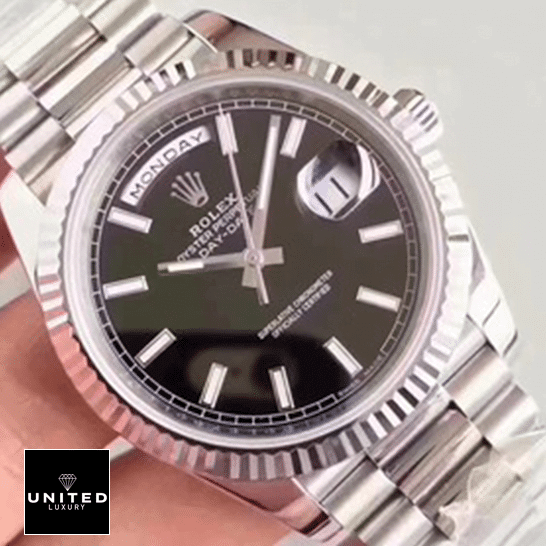 Rolex Day-Date 228239 Black Dial  on the hand