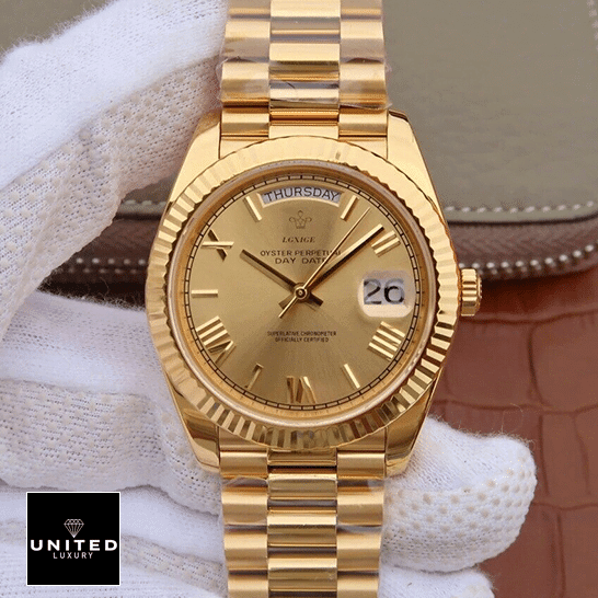 Rolex Day-Date II 228238-0007 Fluted Bezel  on is hand