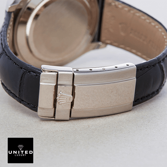 Rolex Daytona 116519 Leather Bracelet Stainless Steel Fold Clasp on the Rolex Logo 