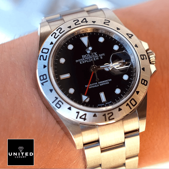 Rolex Explorer II Black Dial 16570-0004  on his arm