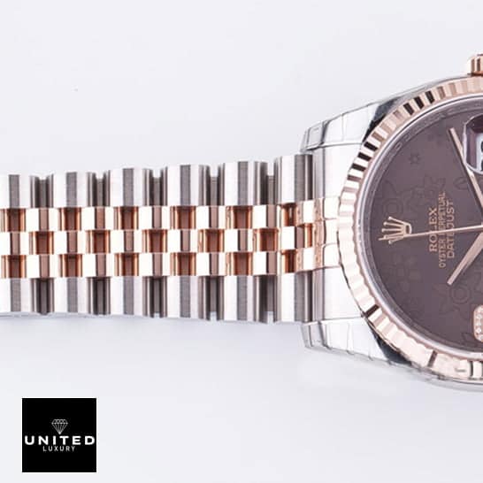 Rolex Datejust 36 116231 Chocolate Floral Dial Two Tone Jubilee Bracelet 