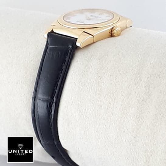 Rolex Cellini Geneve Black Leather Bracelet 5320/8 