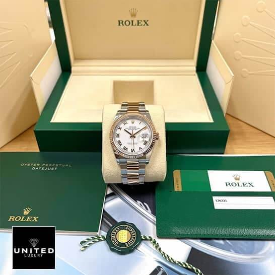 Rolex Datejust White Roman 4 Rolex Datejust 36 White Roman Numerial Oyster & Guarantee Card