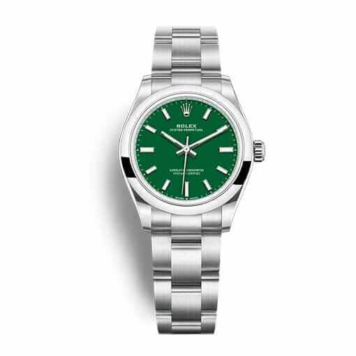rolex-oyster-perpetual-green-dial-steel-silver-watch